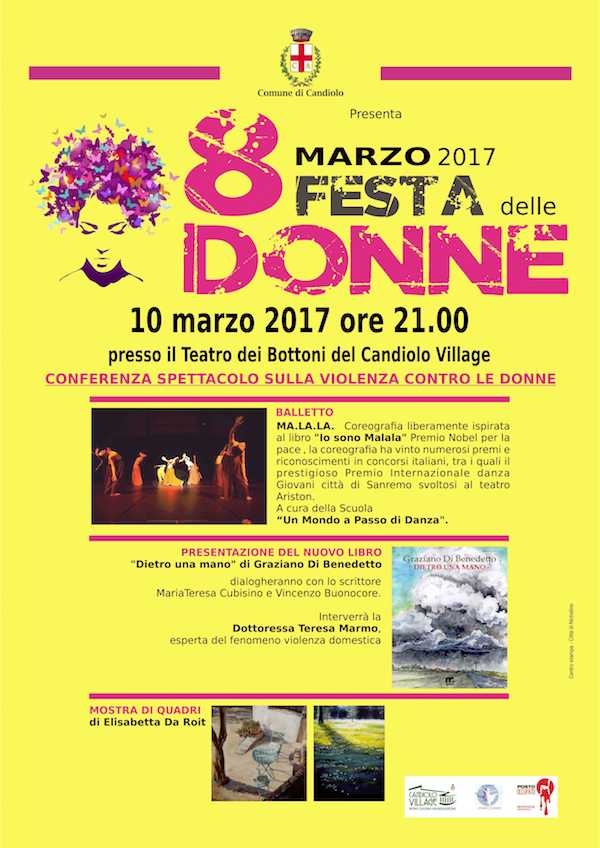 locandina gialla con foto balletto e copertina libro