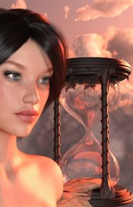 volto di donna con clessidra